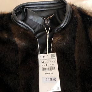 ZARA Zip Faux Fur Coat